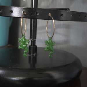 Green Frog Reptile Earrings